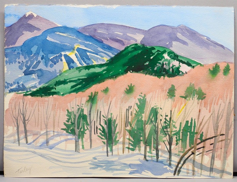 Ann Turley MA Art Sunny Day White Mountains New Hampshire Watercolor Painting