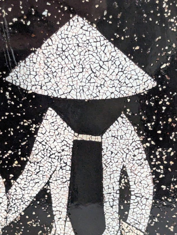 Vietnamese Crushed Eggshell Mosaic Black Lacquer Artwork Wall Hanging 2 Girls gallery