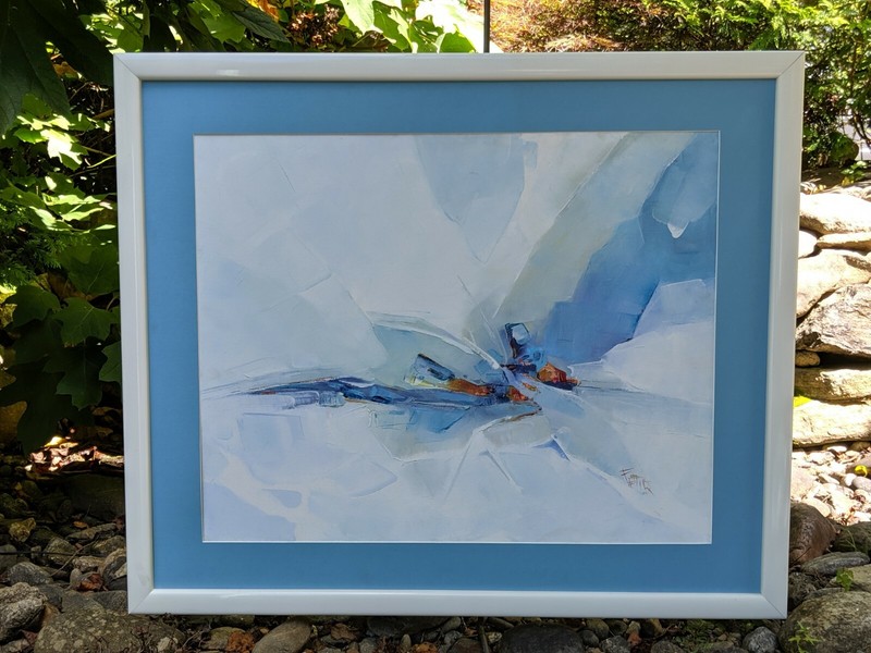 Beverly Fettig Original 30×24″ Acrylic ‘Whitewater Rafting’ Abstract Painting