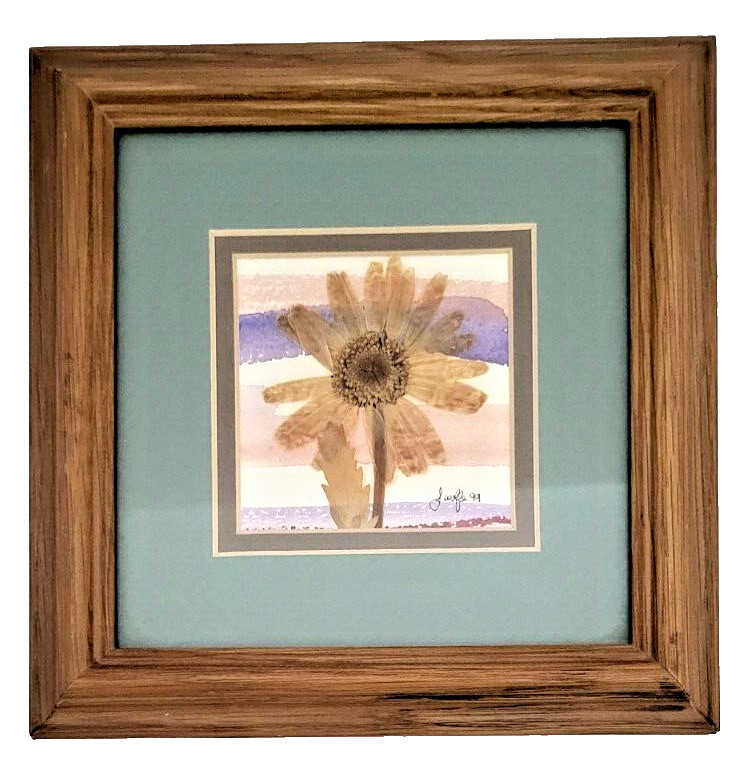 Sally M. Wolfe Signed Wandering Wildflowers Oxeye Daisy Floral Framed Artwork
