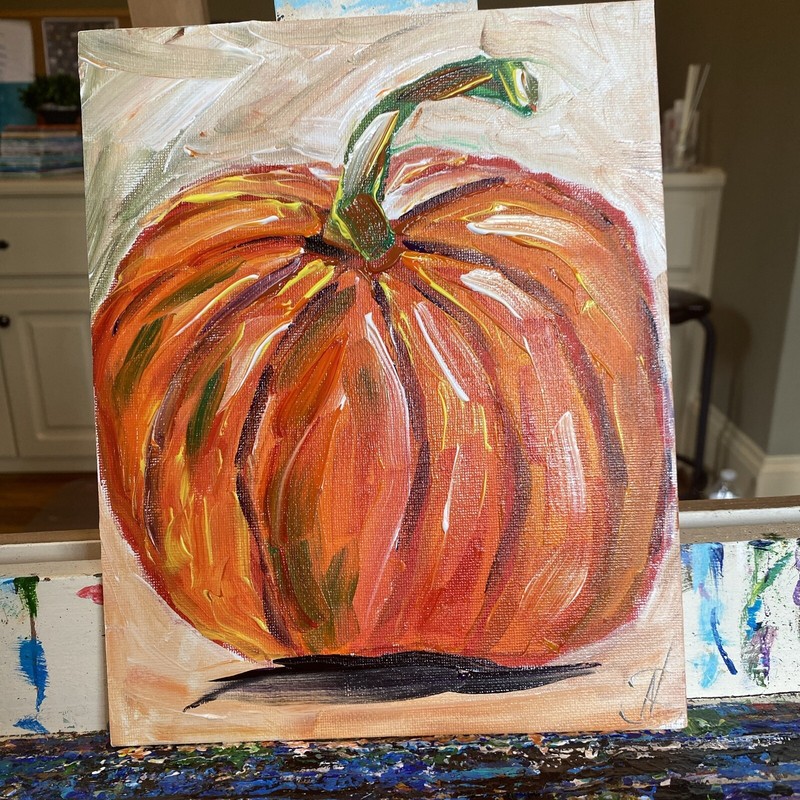 8/10 Inches Original Painted On Canvas,pumpkin,fall,autumn,harvest,Halloween