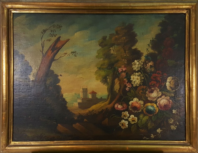 LANDSCAPE. OIL ON CANVAS. ANONYMOUS. XIX CENTURY.