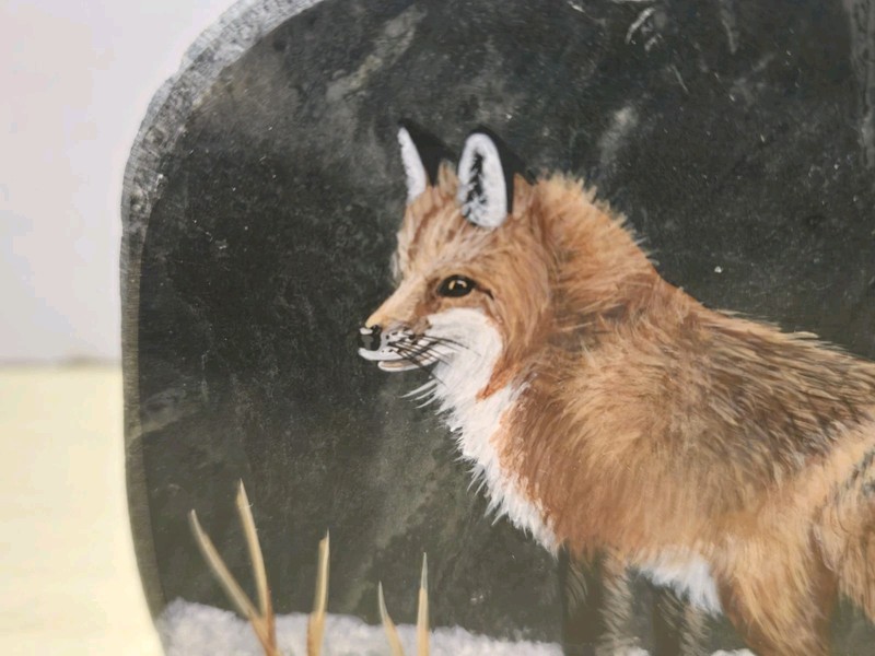 Karen Singleton Red Fox Original Free Standing Rock Art On Lake Superior Granite gallery
