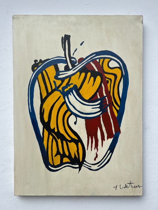 Roy Lichtenstein Acrylic Painting on canvas signed and stamped 20×28 in POP ART