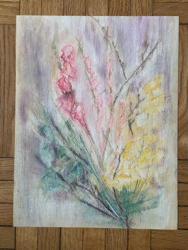 Vintage Watercolor Painting Wild Flower Floral Still Life 11 x 14 OOAK
