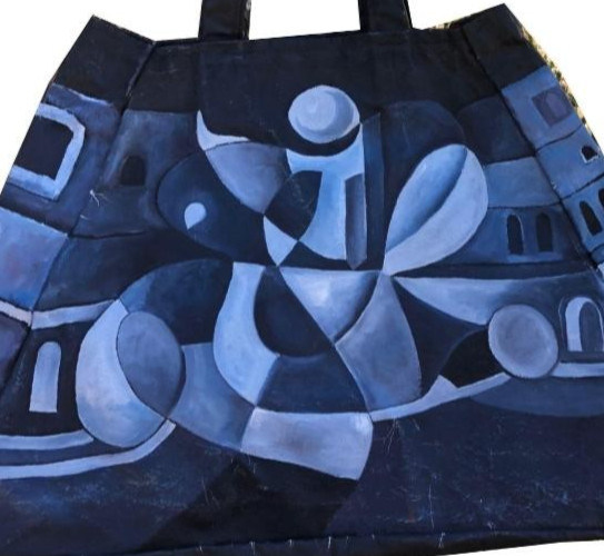Wearable Art Black and Blue Canvas Bag by Catherine Rose Chiara gallery
