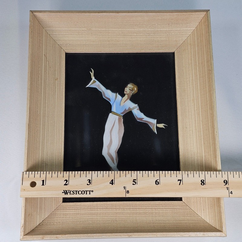 Vintage Framed Ballet Dancer Artwork Art Print Black Background Wood Frame gallery