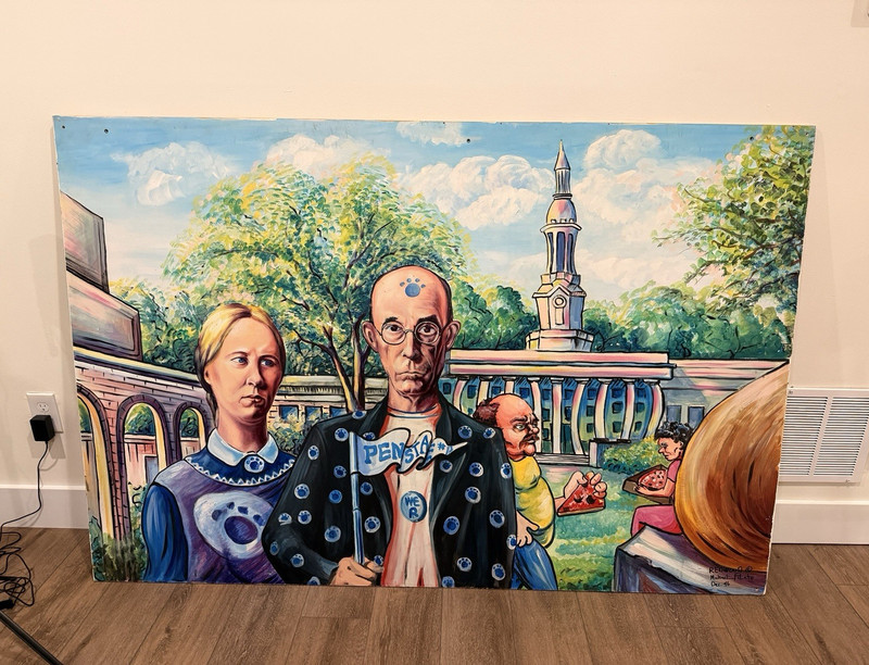 1996 Penn State Painting – American Gothic – Michael Pilato 72×48 (Original)