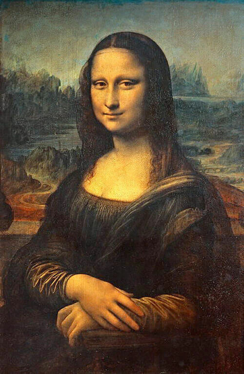 Oil painting Leonardo da Vinci - young woman smiling Mona Lisa handmade in oil a