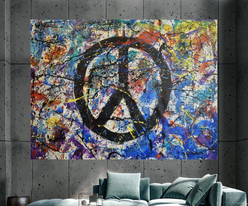 Jackson Pollock Style Giant Canvas Painting 84”X62” (7 Foot) Abstract Modern XL