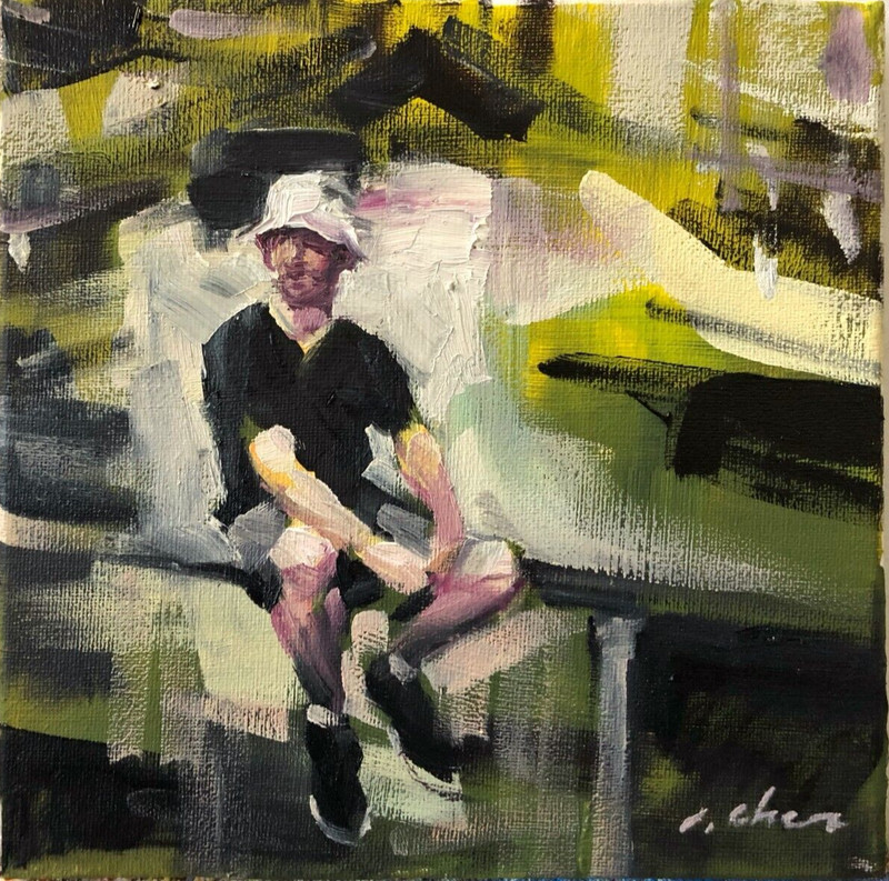 «Tokyo Light Rail»» 20×20 cm oil on canvas»