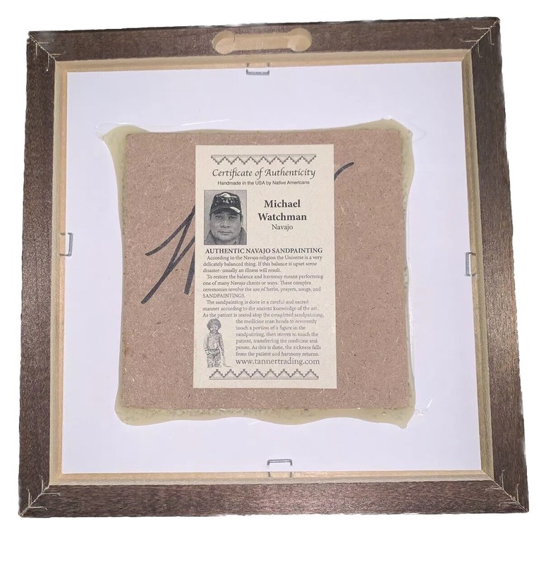 Original Michael Watchman Bear Navajo Native American Indian SandArt Frame 7.25” gallery