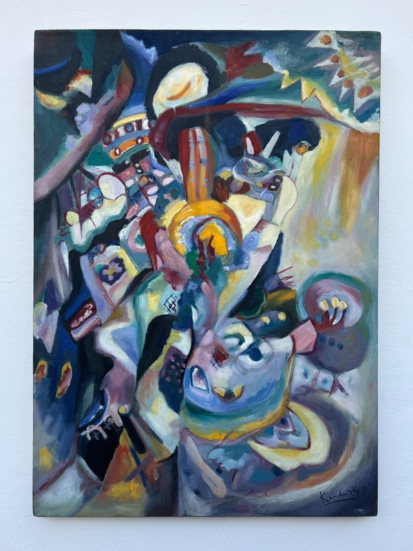 Wassily Kandinsky Abstract Oil Painting on canvas signed and stamped 20 x 28 in.