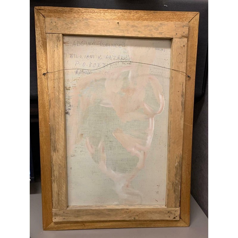 Original 1995 Signed Oil Painting by W.K. Adzraku of Adowa Dancer South African gallery
