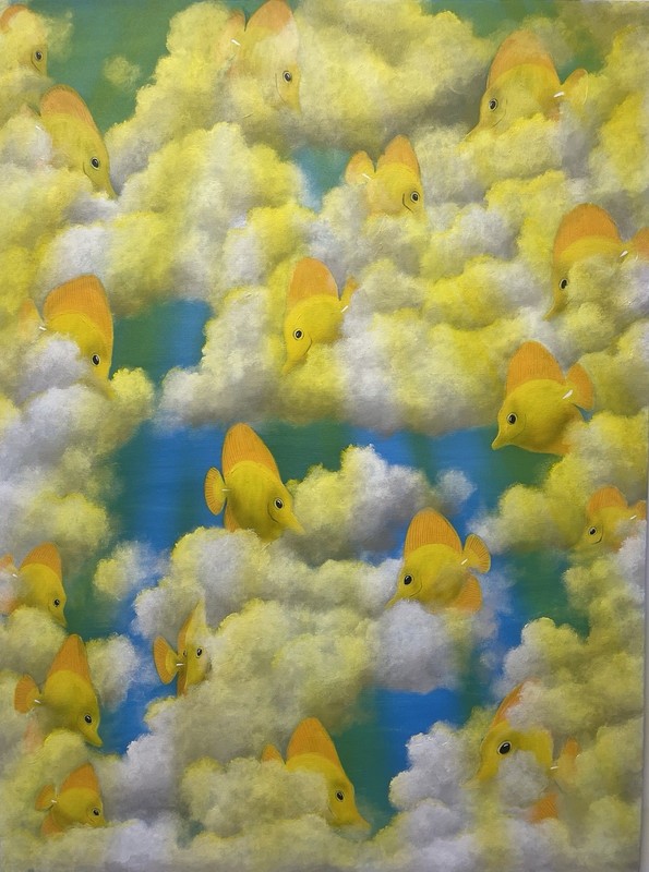 Orig. Surrealist Painting,Sunshine Yellow Tang DreamAcrylic On Canvas,Signed,COA