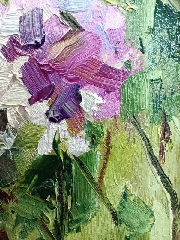 Lilac Original Oil Painting 4x6 Framed Signed Floral Purple Flowers Still Life gallery