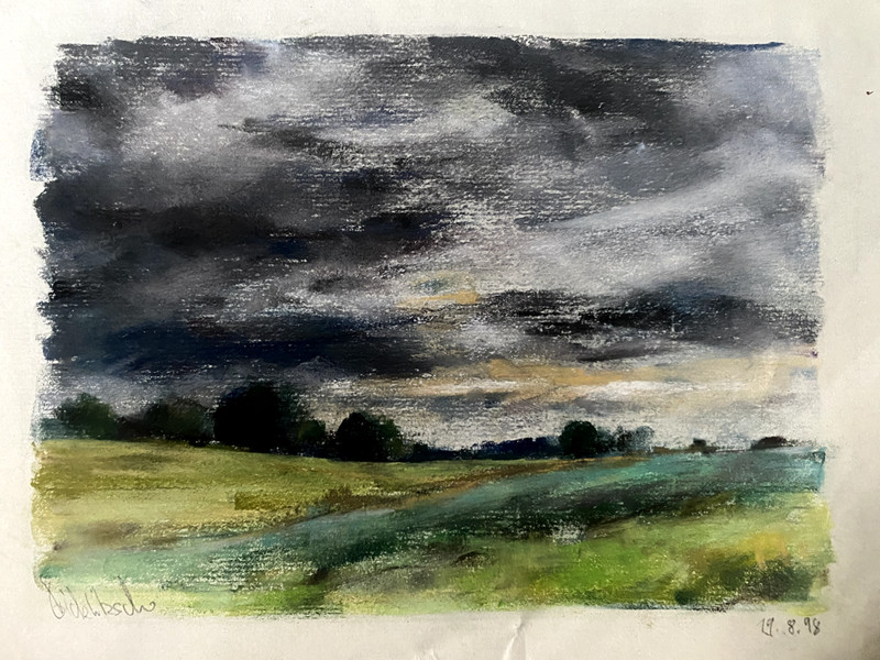 Tobias Nicklitzsch *1982 Berlin Pastel View Sunset Over Field Cloudy