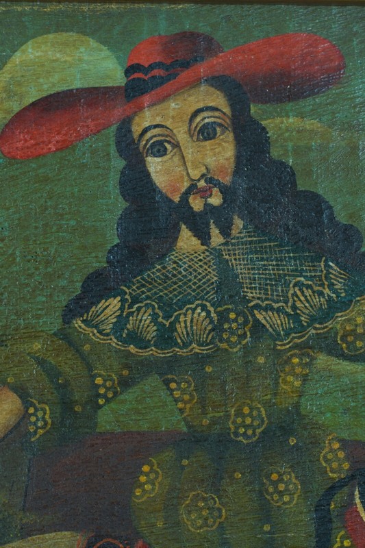 Antique Painting Saint James Matamoros Reconquista Cuzco 18th Century Spain