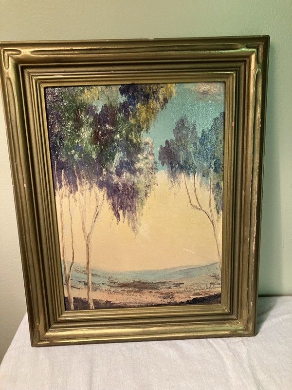 C M Melvin Framed Signed Painting of Wisteria Tree