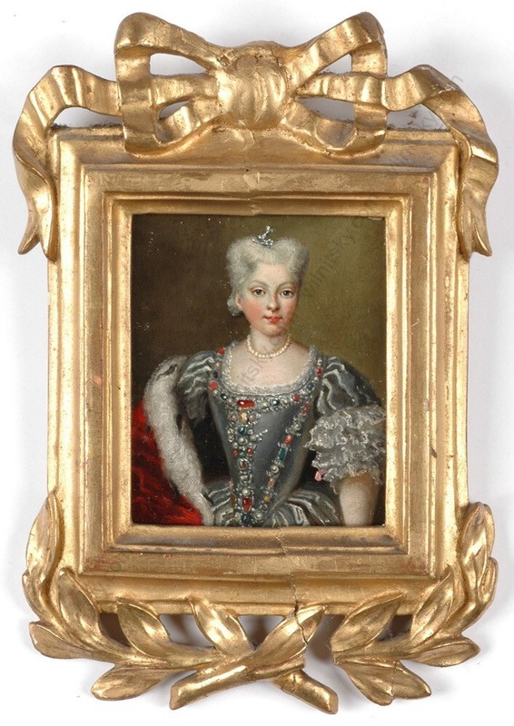 «Portrait of an aristocratic lady», high quality French oil on tin miniature (m)