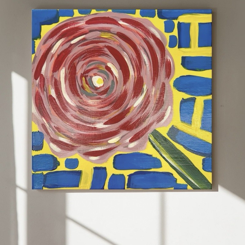 Abstract Floral Painting on Canvas Wall Art, 8 x 8 inches gallery
