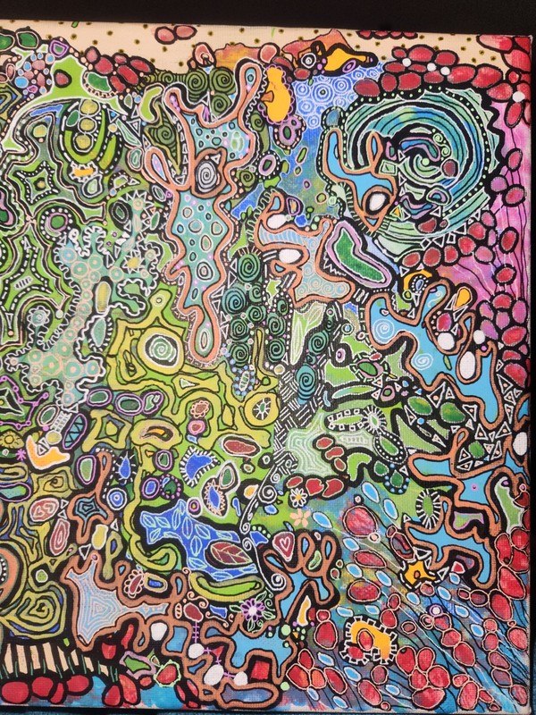 Waterways, Rocks & Gardens- Original Abstract Acrylic Painting W Metallic Detail gallery