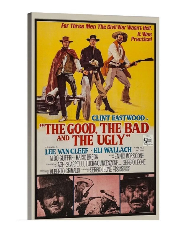 Good Bad & Ugly Movie Canvas Wrap 16 x 24 Retro Western Cowboy Old West Poster