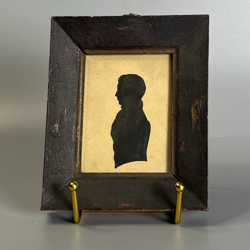 Antique Early To Mid 19th Century Small Framed Silhouette Portrait Painting