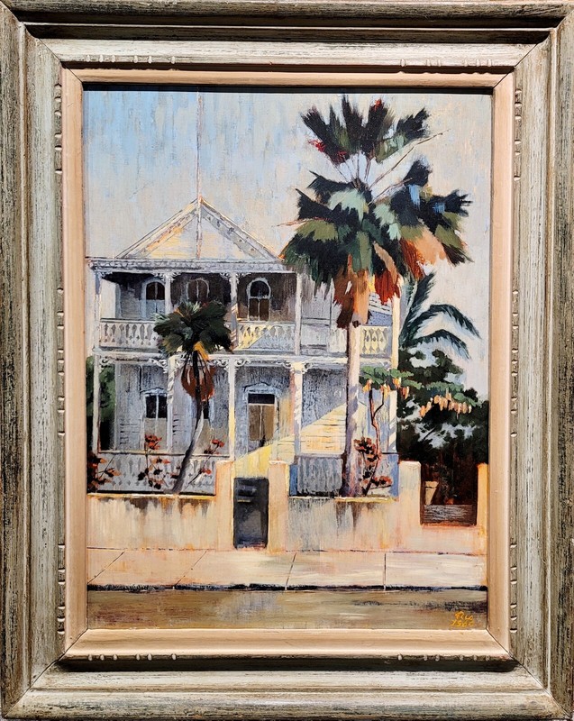Ris Armstrong -Victorian House in Key West Florida c.1960s-Oil Painting America