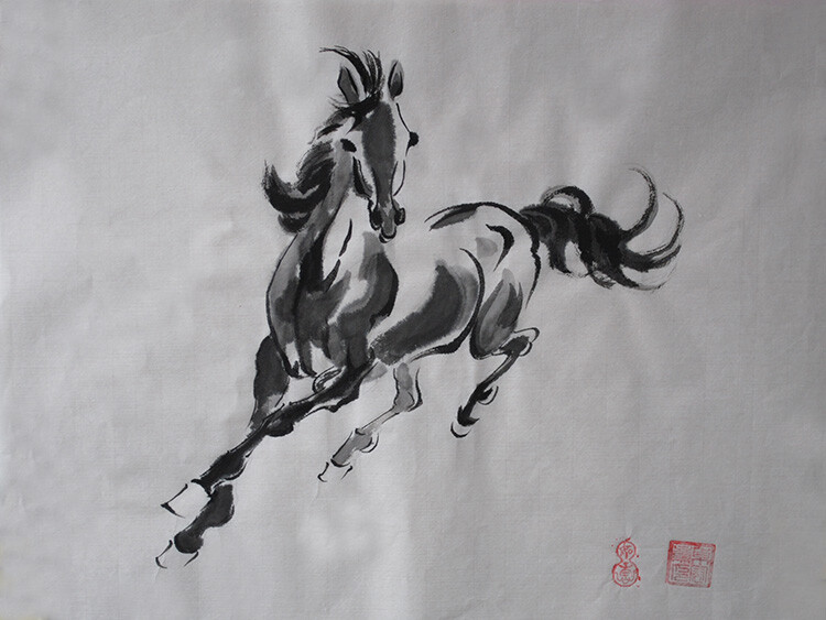Artwork Horse Hand Painted Chinese painting Brush ink watercolor Wall Art