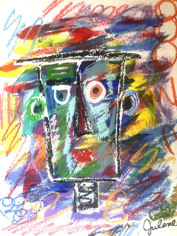 Mr. Tinker – Original Signed Mixed Media Robot Abstract Expressionism 9×12