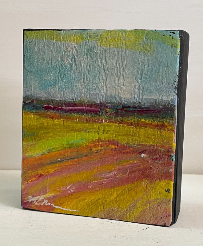 Vibrant Layered Abstract Field Mini Art Block Modern Impressionist Art gallery