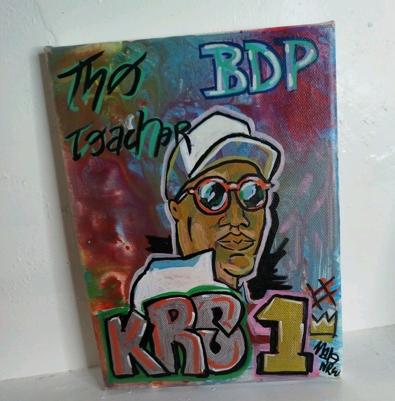 Hip Hop Legend KRS 1 Portrait 1/1 Canvas Graffiti Style Signature gallery