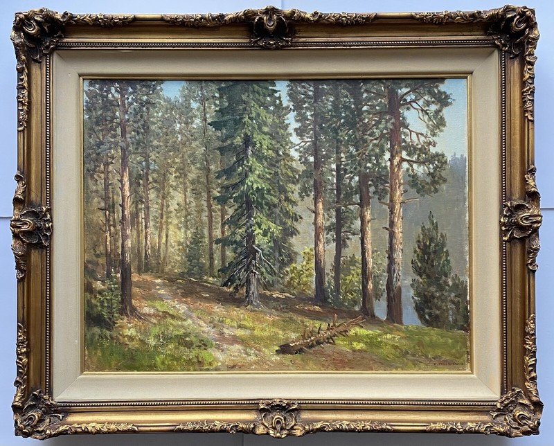 Konstanty Mackiewicz Antique Plein Air Forest Impressionism Landscape Painting