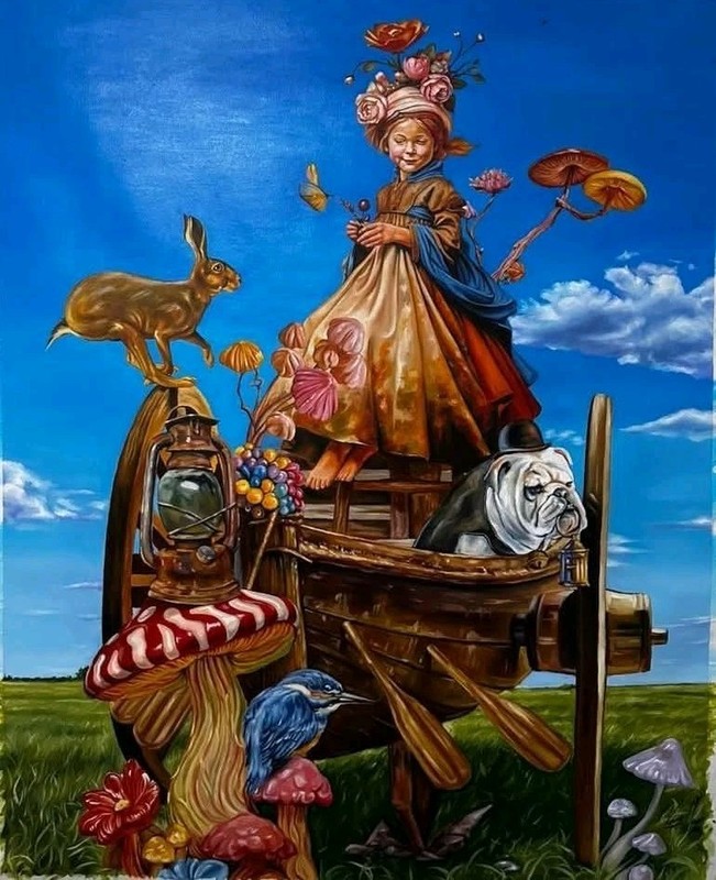oil on canvas Manuel Martinez 100×80 Cm «LA BUSQUEDA» Cuban Beautiful Art