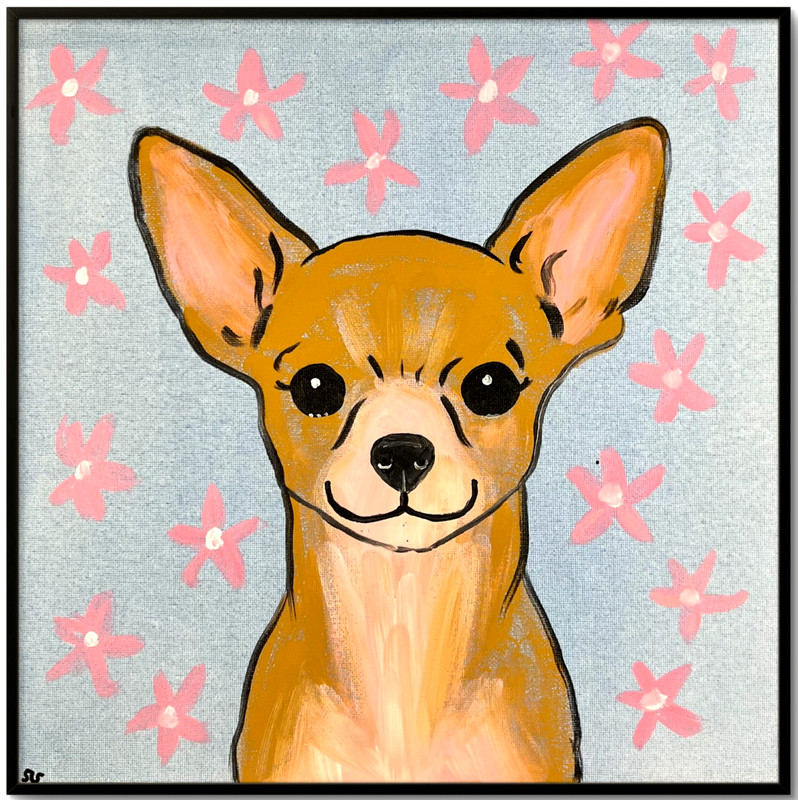 Chihuahua Portrait Painting, Expressive Dog Art 12×12