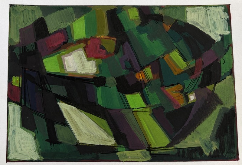 Takis Parlavantzas (1930-2014) Greek painter, cubist painting from 70’s