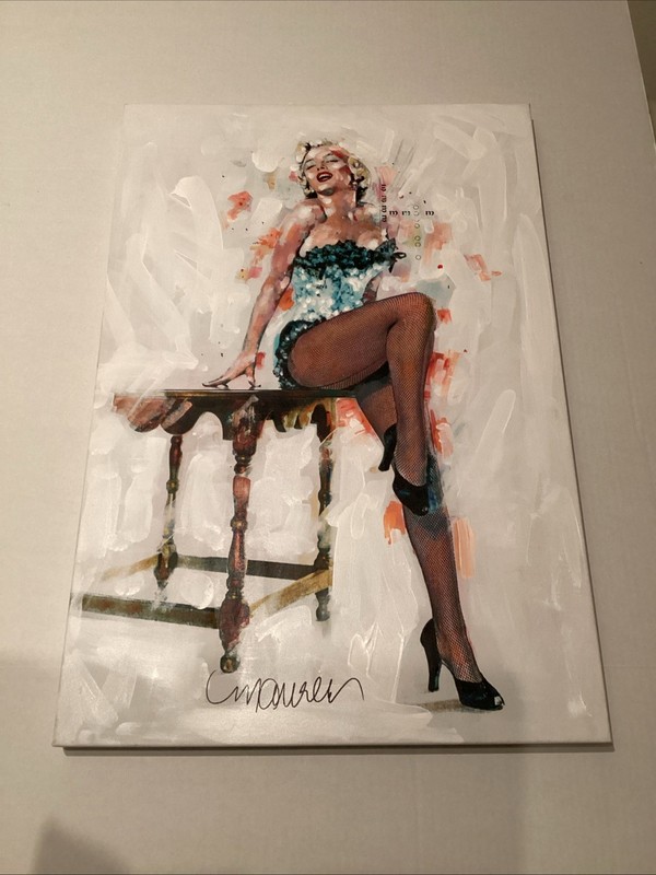 Sid Maurer Signed Marilyn Monroe Mixed Media Hand Embellished Giclee 20×30 White