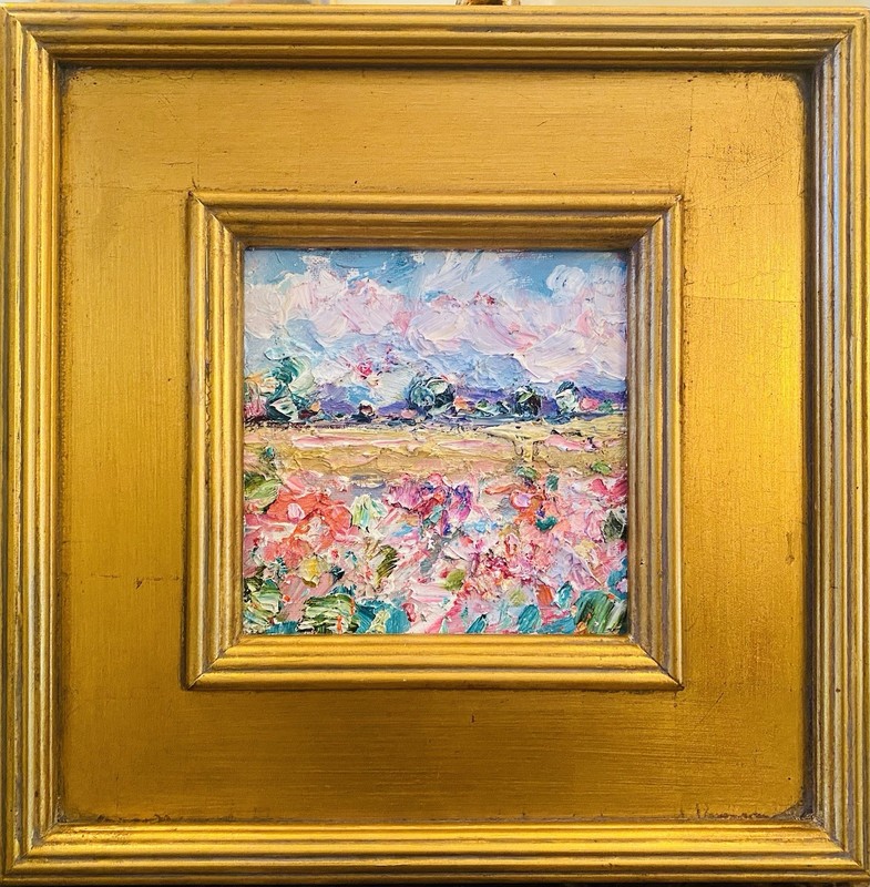 KADLIC Abstract Color Impasto Oil Painting Gold Gilt Frame Fine Art 12×12