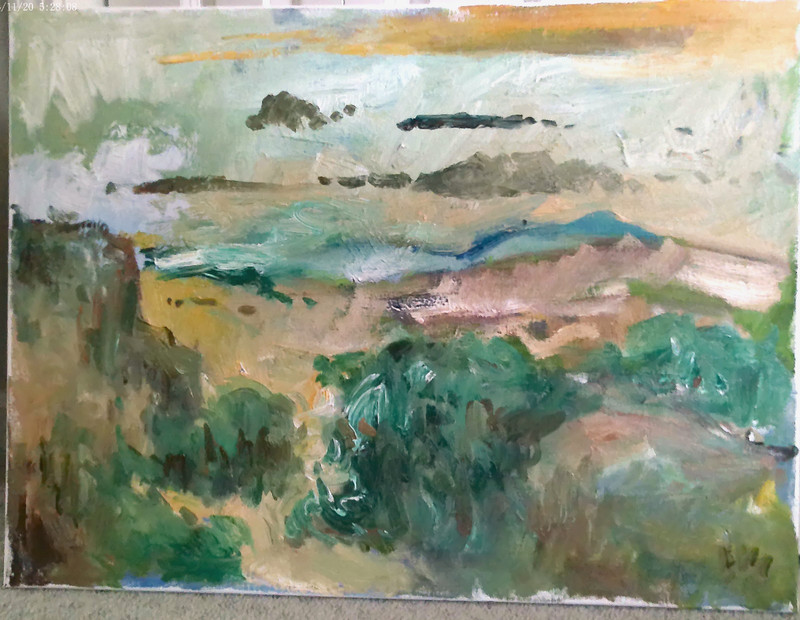 Impressionist Cubism Landscape Oil Painting 18″x24” Canvas Original Signed