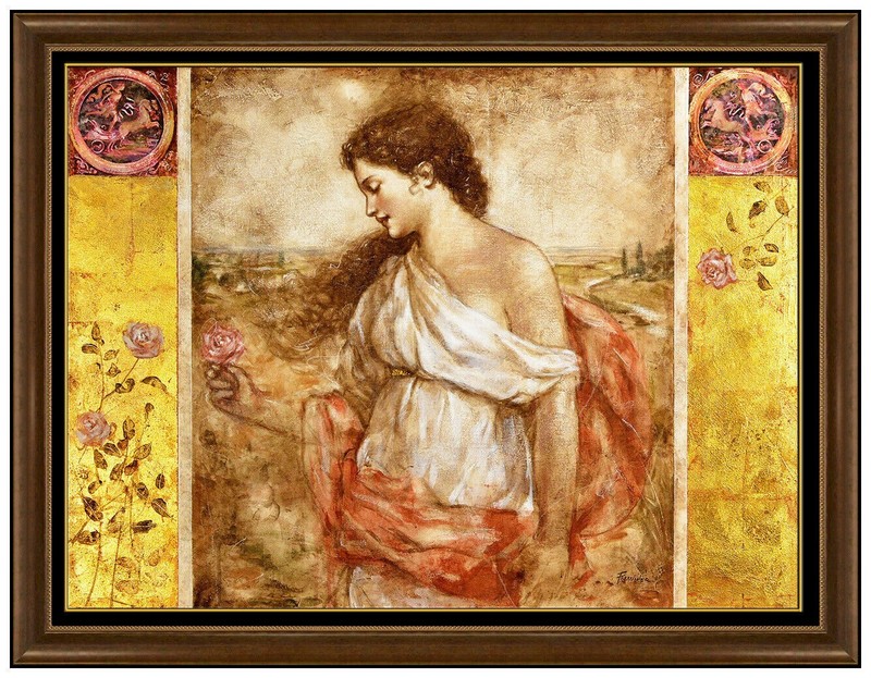 Francois Fressinier Large Original Painting Oil On Canvas Female Portrait Signed