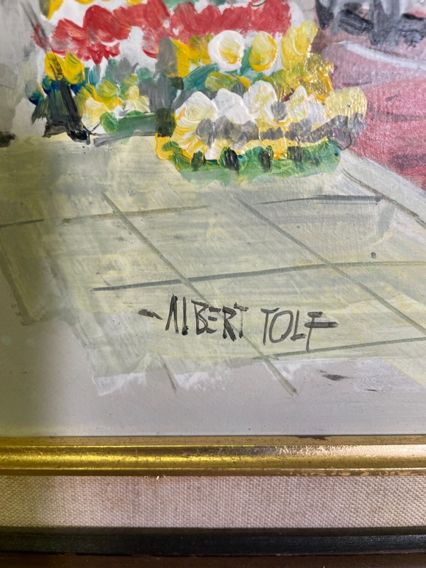Original Albert Tolf Signed Oil Painting San Francisco Cable Car Framed "17*13" gallery