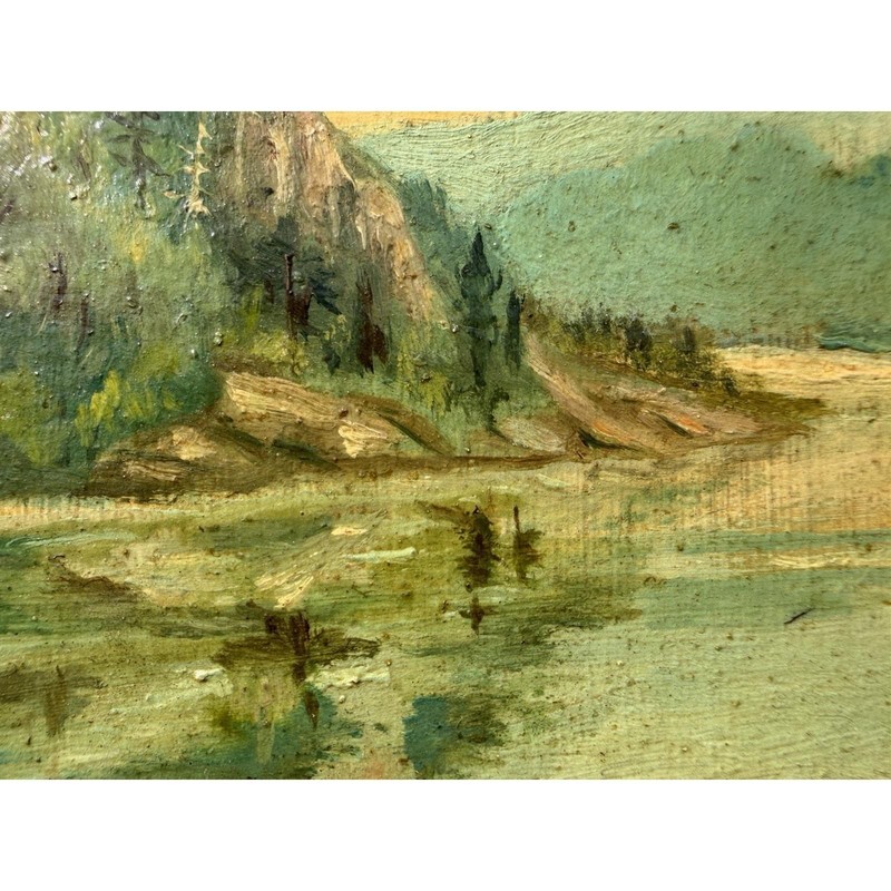 Late-1800s Antique Oil Painting – Indigenous Canoe Scene, Original Frame gallery