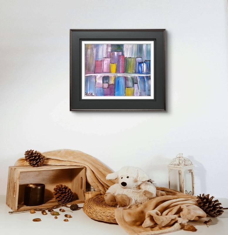Urban Landscape Modern Expressionist Original Abstract Canvas 12x16 gallery