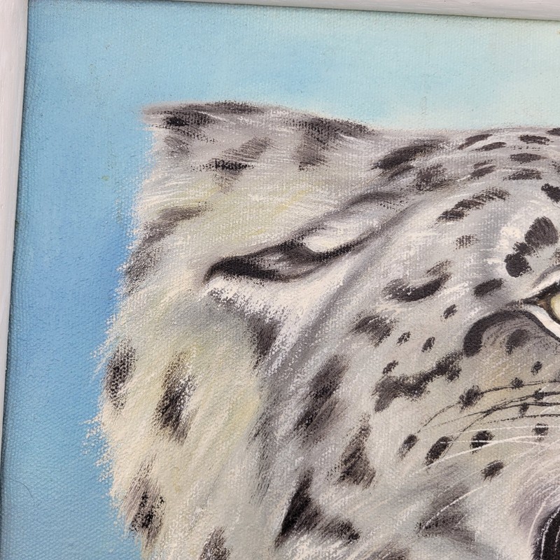 Vintage Leopard Paintings Pair Original Signed Mahogany Frames SAMMY S. BUENDIA gallery