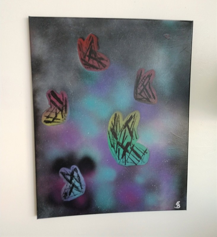 Abstract Painting Of Rainbow Butterflies in Flowers On Canvas 16x20x.5 Inches gallery