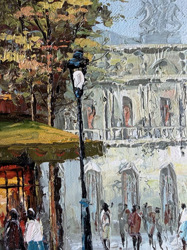 Vtg Paris Street Scene Oil Painting Signed Royer Impasto French Framed Art 9x11 gallery