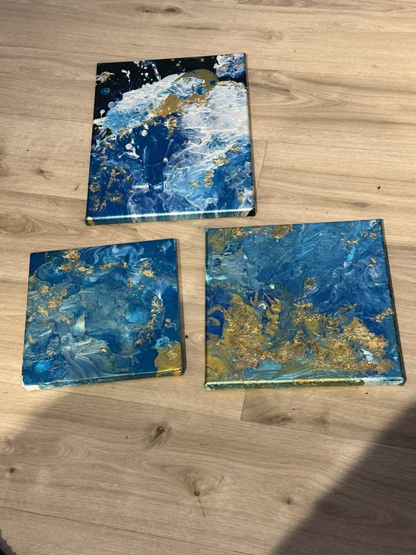 Set of 3 Modern Bathroom Wall Art Handmade Acrylic Canvas Painting Wall Art gallery