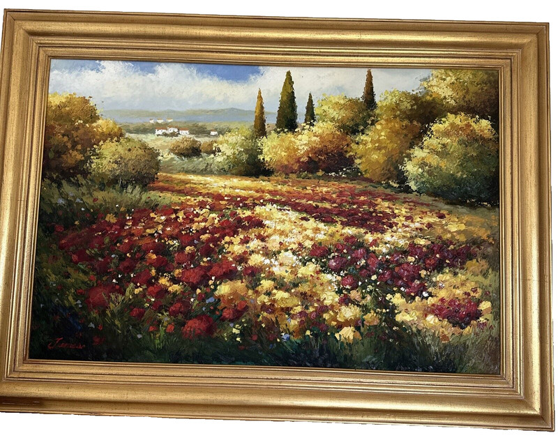JAMAS Original Impasto Oil Painting CALIFORNIA POPPY FIELDS Landscape 36″»
