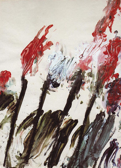 Oil painting Cy-Twombly-Nicola’s-Irises impression still life nice flowers art